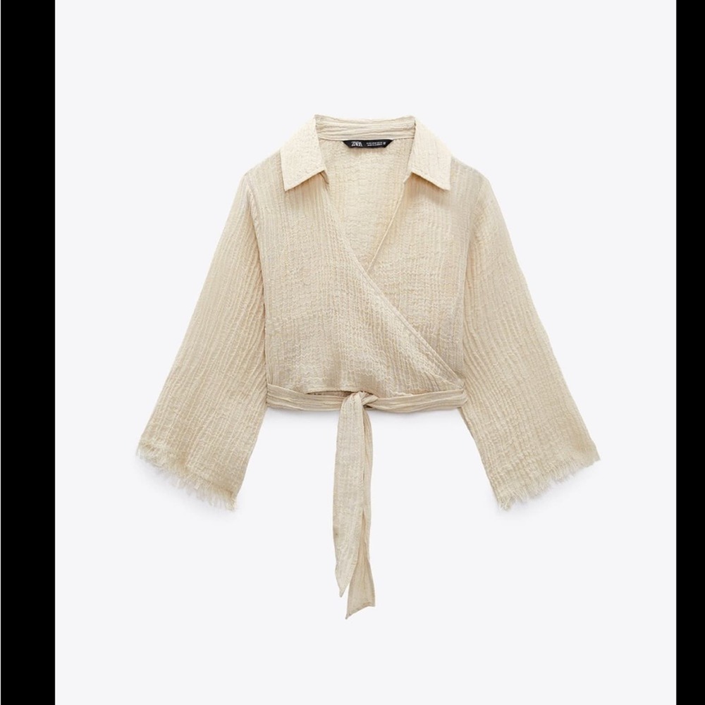 ZARA CROPPED WRAP TOP. Size S. BRAND NEW WITH TAG - Picture 2 of 10